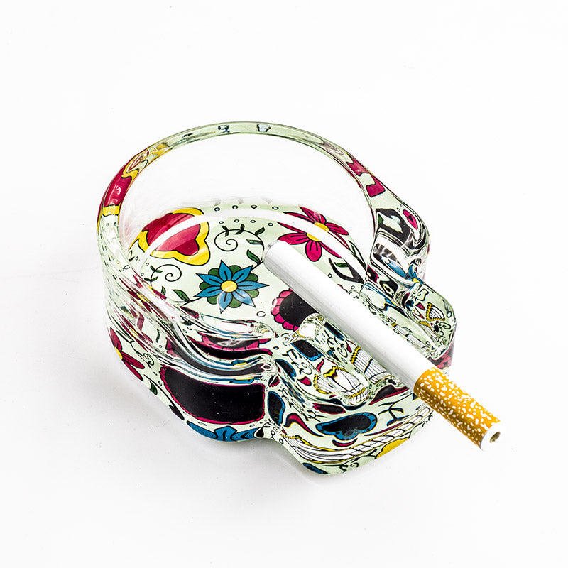 Skull Glass Cigarette Ashtray (Random Pattern)