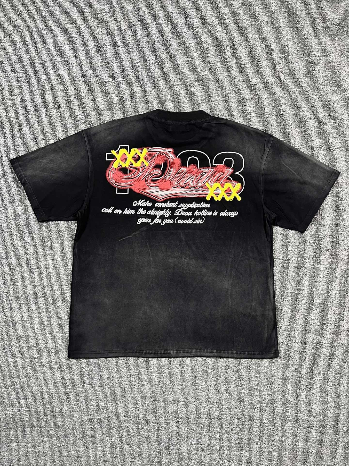 The latest trendy brand diamond-studded water-washed distressed short-sleeved T-shirt