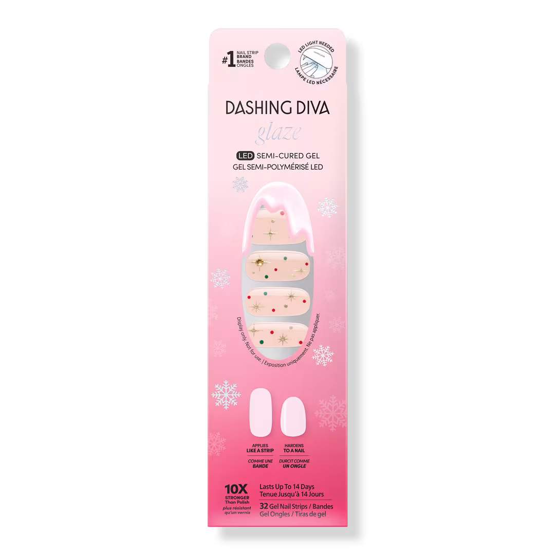 Dashing Diva  GLAZE DESIGN, Semi-Cured Gel Nail Strips, Joy to the World