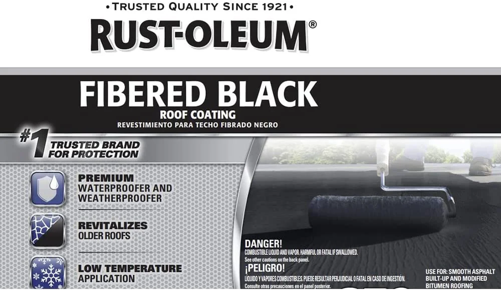 Black Rust-Oleum Roofing 350 Fibered Roof Coating, 4.75 Gallons