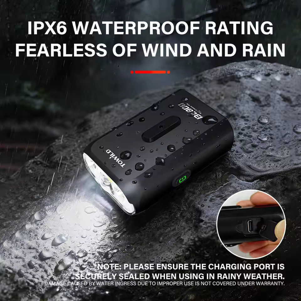 TOWILD BL900 Dual Mounted Bicycle Lights With Focus/Flood Beam 1100LM Rechargeable Bike Light Daytime Safety Night illumination