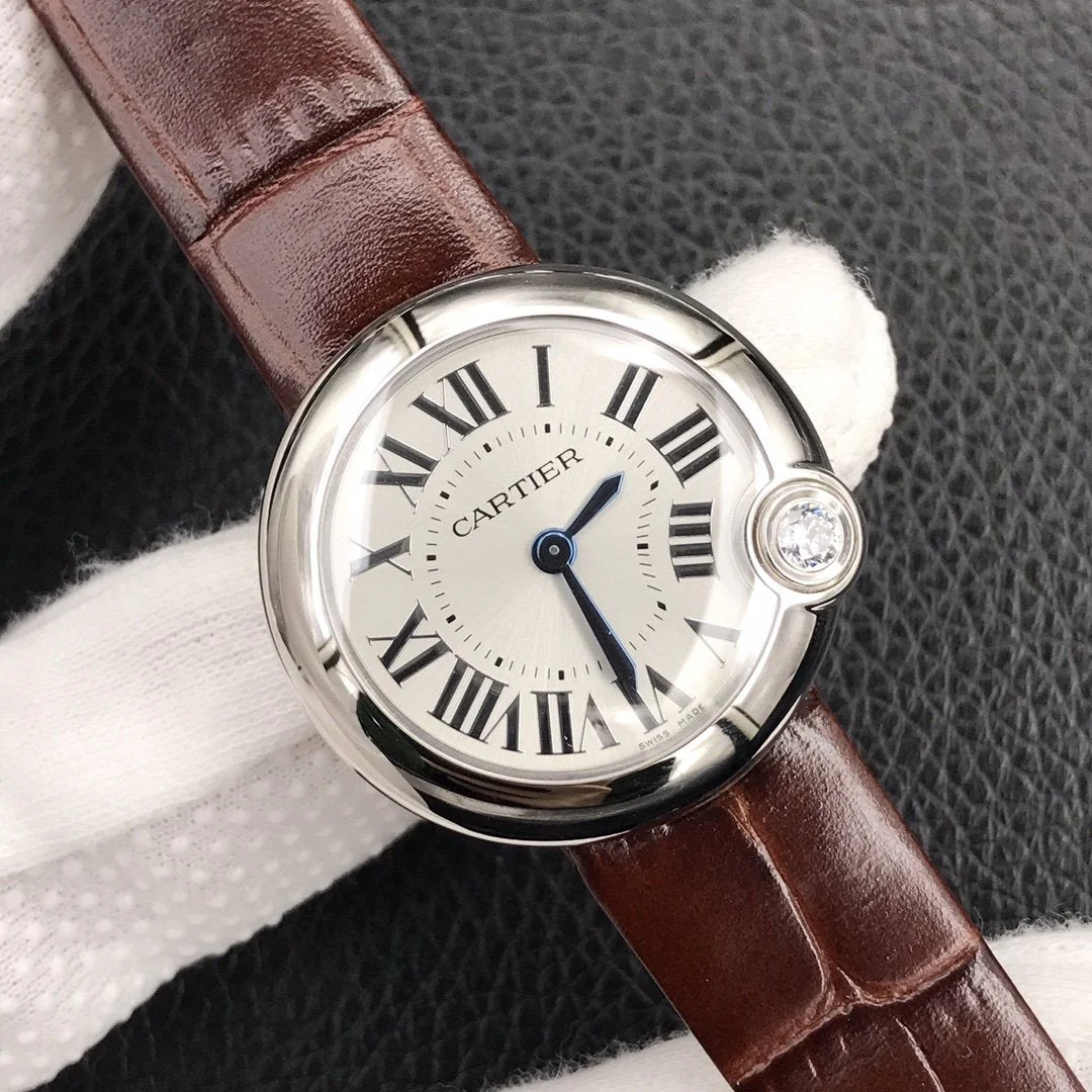 Cartier Watch BALLON BLANC DE CARTIER QUARTZ STEEL CASE BROWN LEATHER