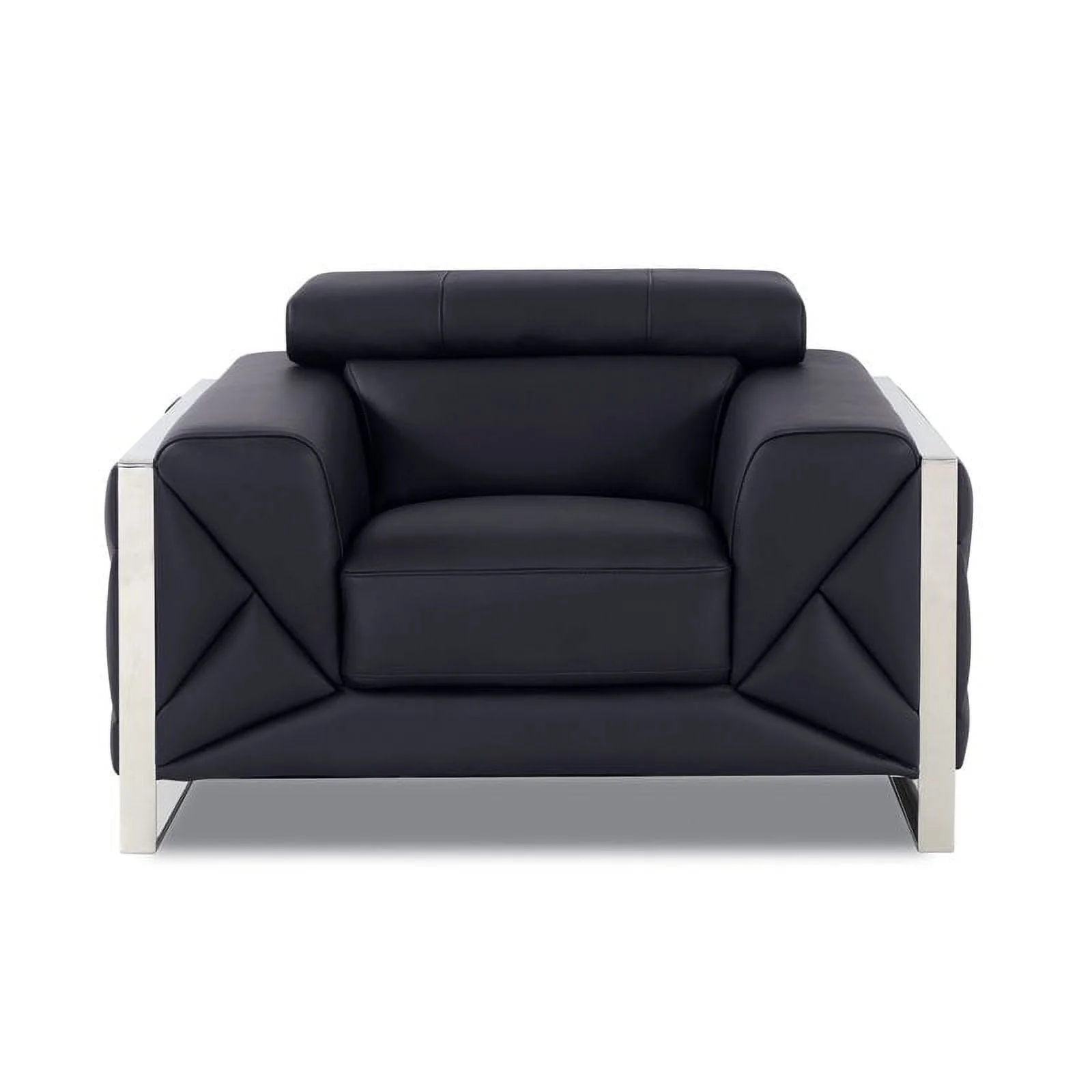 Titan Furnishings 18.5" Modern Genuine Italian Leather Chair in Black