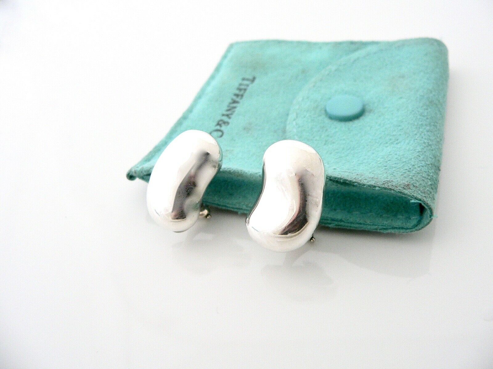 Tiffany & Co Peretti Bean Earrings Clip On Gift Pouch Love Vintage Rare