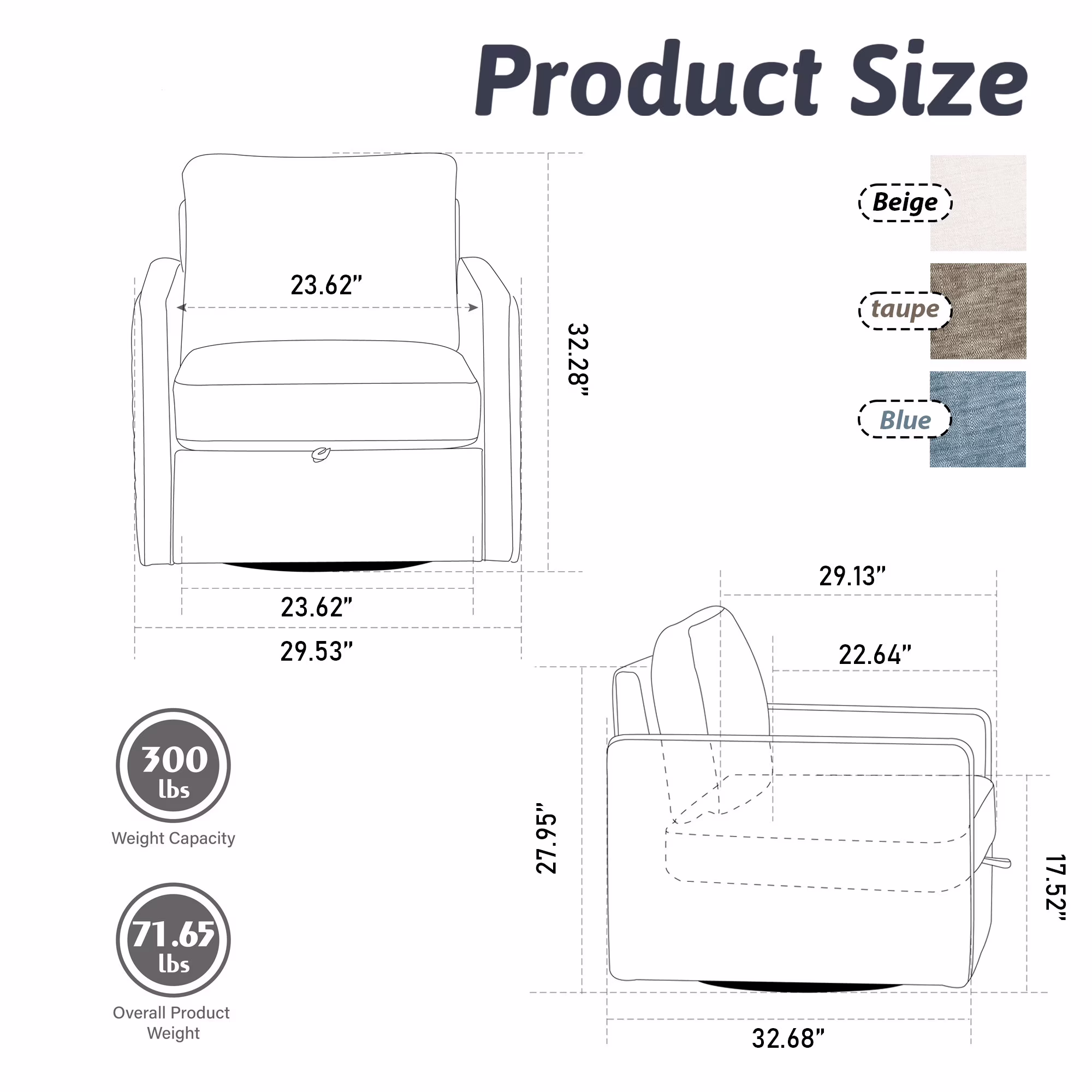 MDQMD 29.5"Swivel Accent Chair with Storage Large Backrest,Chenille Modern Accent Chair,360 Swivel Storage Chair for Bedroom,Upholstered Armchair,Taupe Living Room Chairs