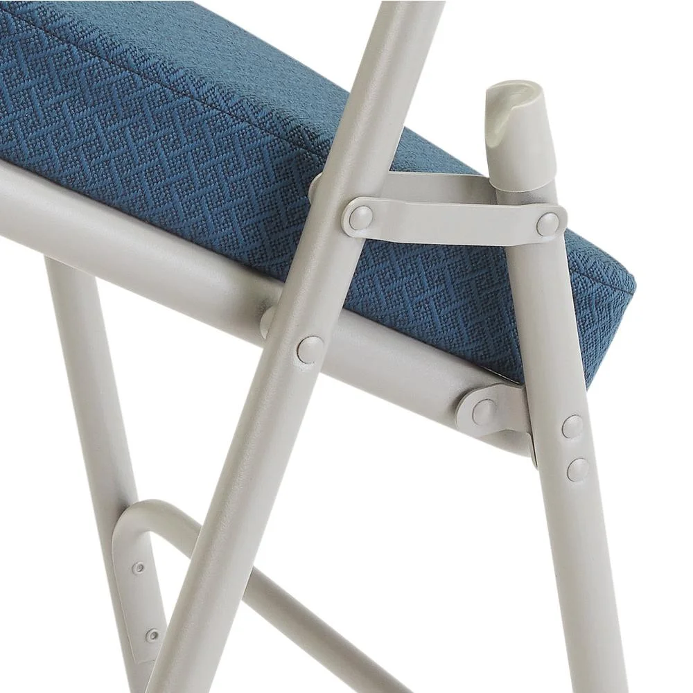 (Pack of 2) NPS 3200 Series Premium 2" Fabric Upholstered Double Hinge Folding Chair, Regal Blue