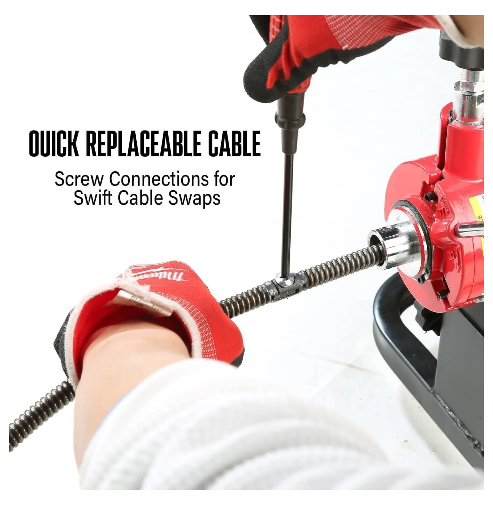 100FT Drain Cleaner Replacement Cable 3/8 Inch - Solid Snake Cable for 1.5-3 Inch Pipes - Compatible with 100ft Drain Cleaning Machines Black