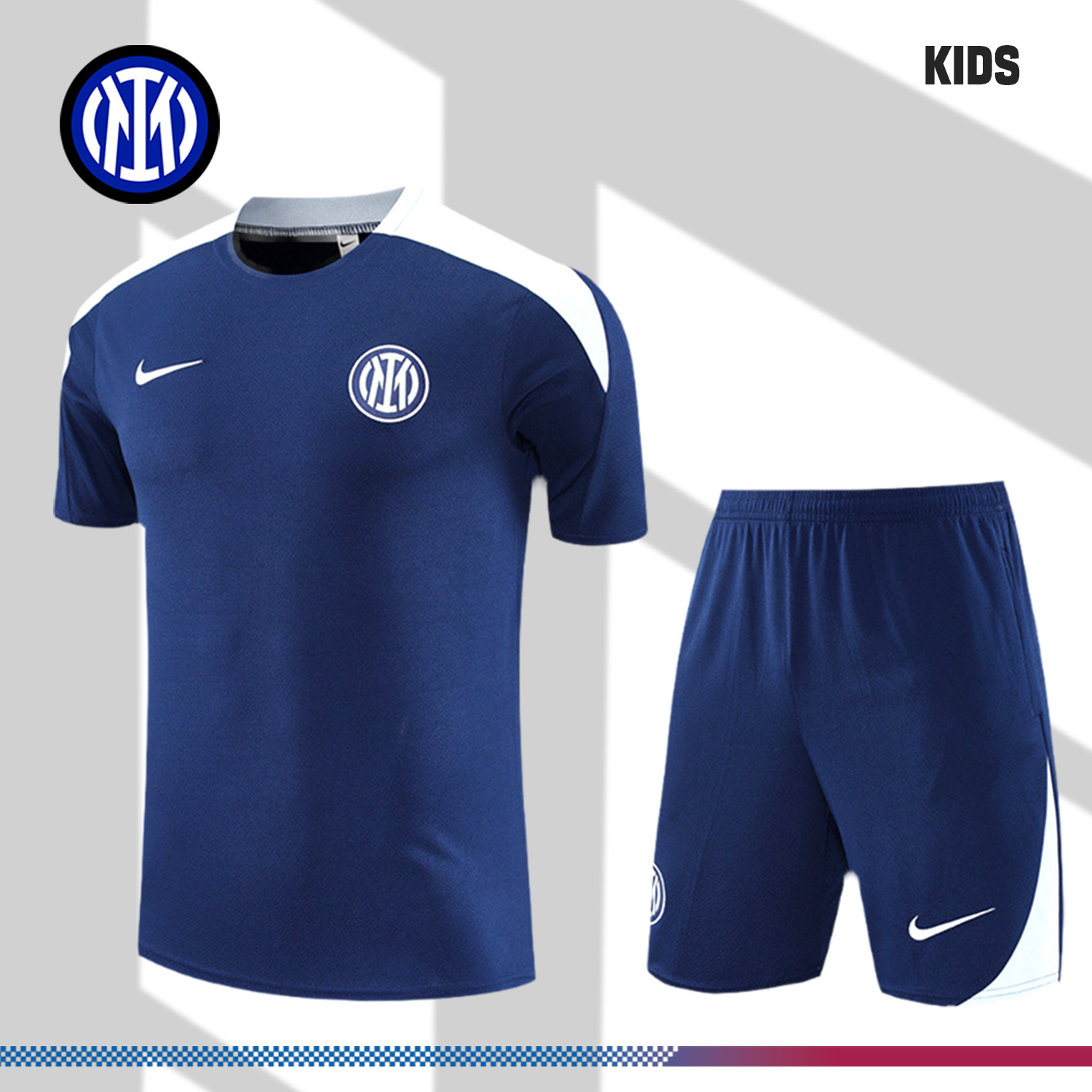 2025/2026 Inter Milan Dark Blue Kids Short Sleeve Training Clothes (Kids Kit)