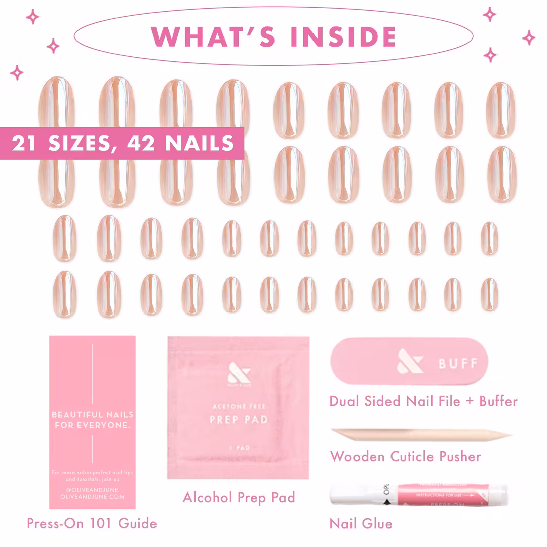 Olive & June  Instant Mani Press-On Nails Taupe Jelly Chrome