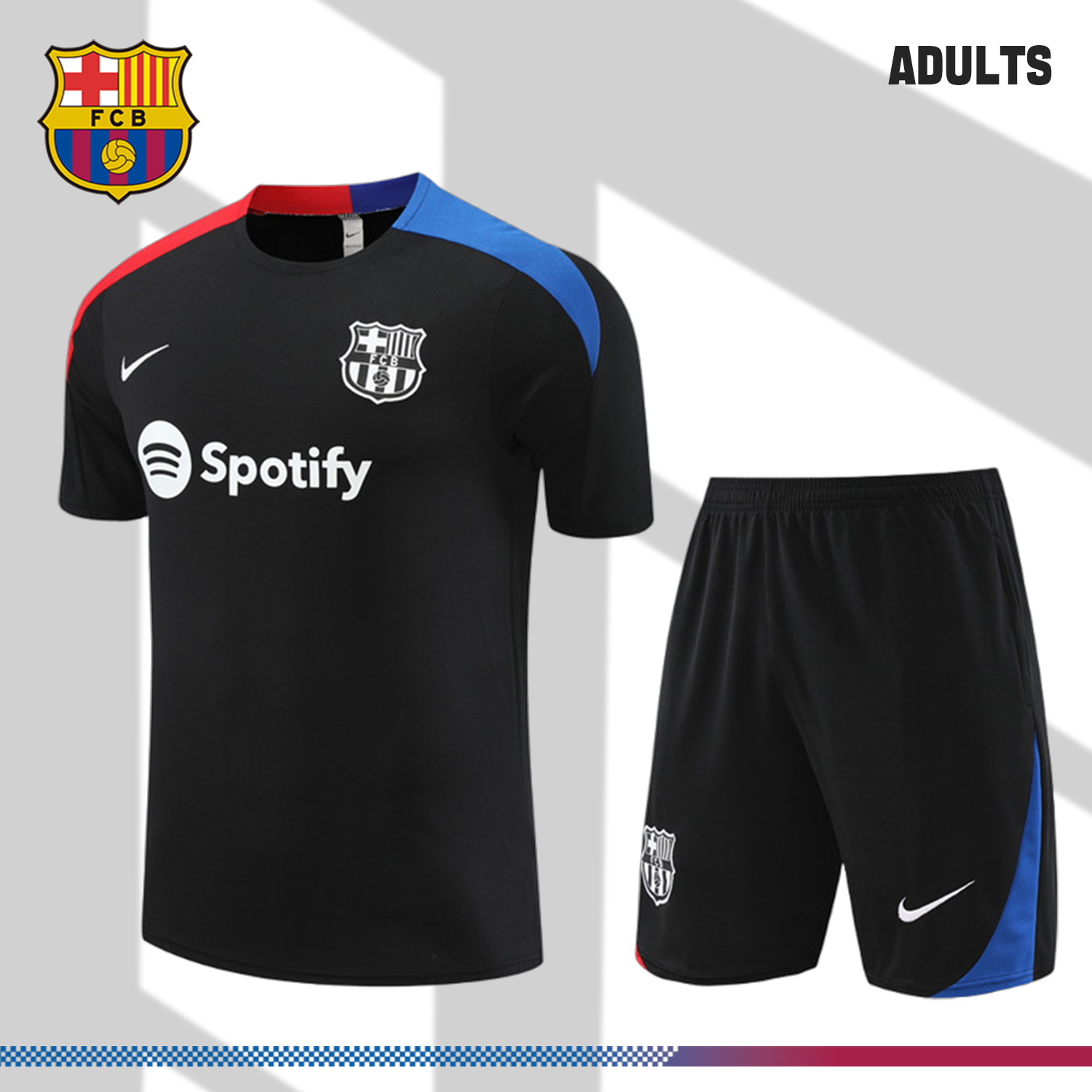 2024/2025 Barcelona short-sleeved black training suit (Adult Kit)