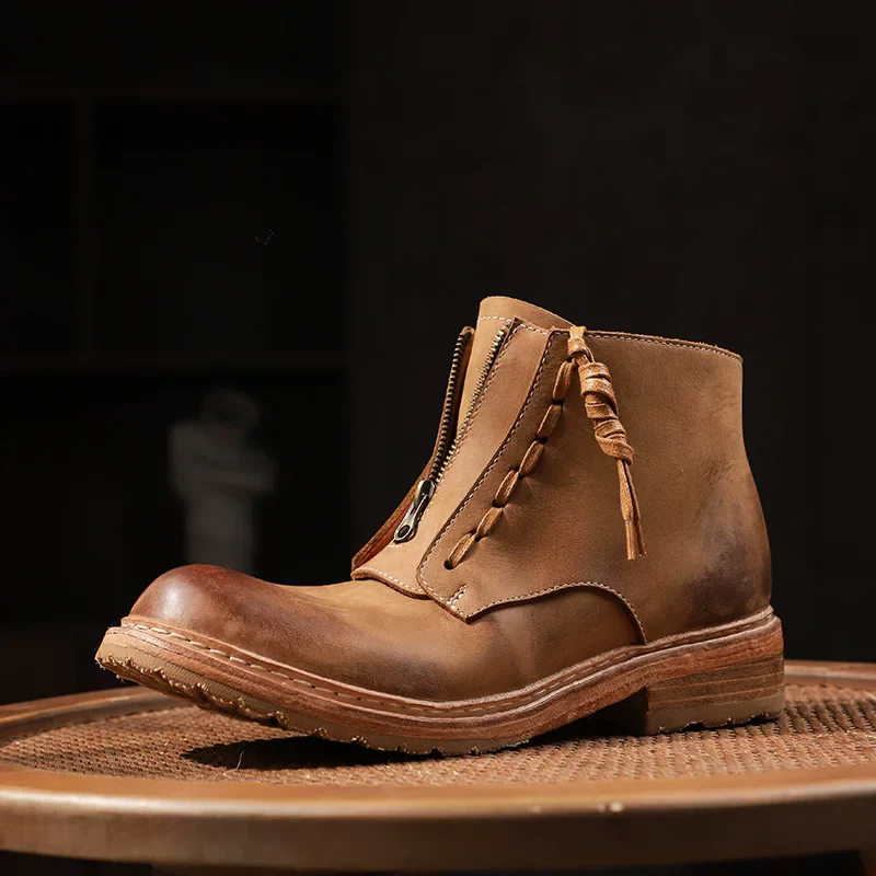 Premium Washed Crazy Horse Leather Knight Boots