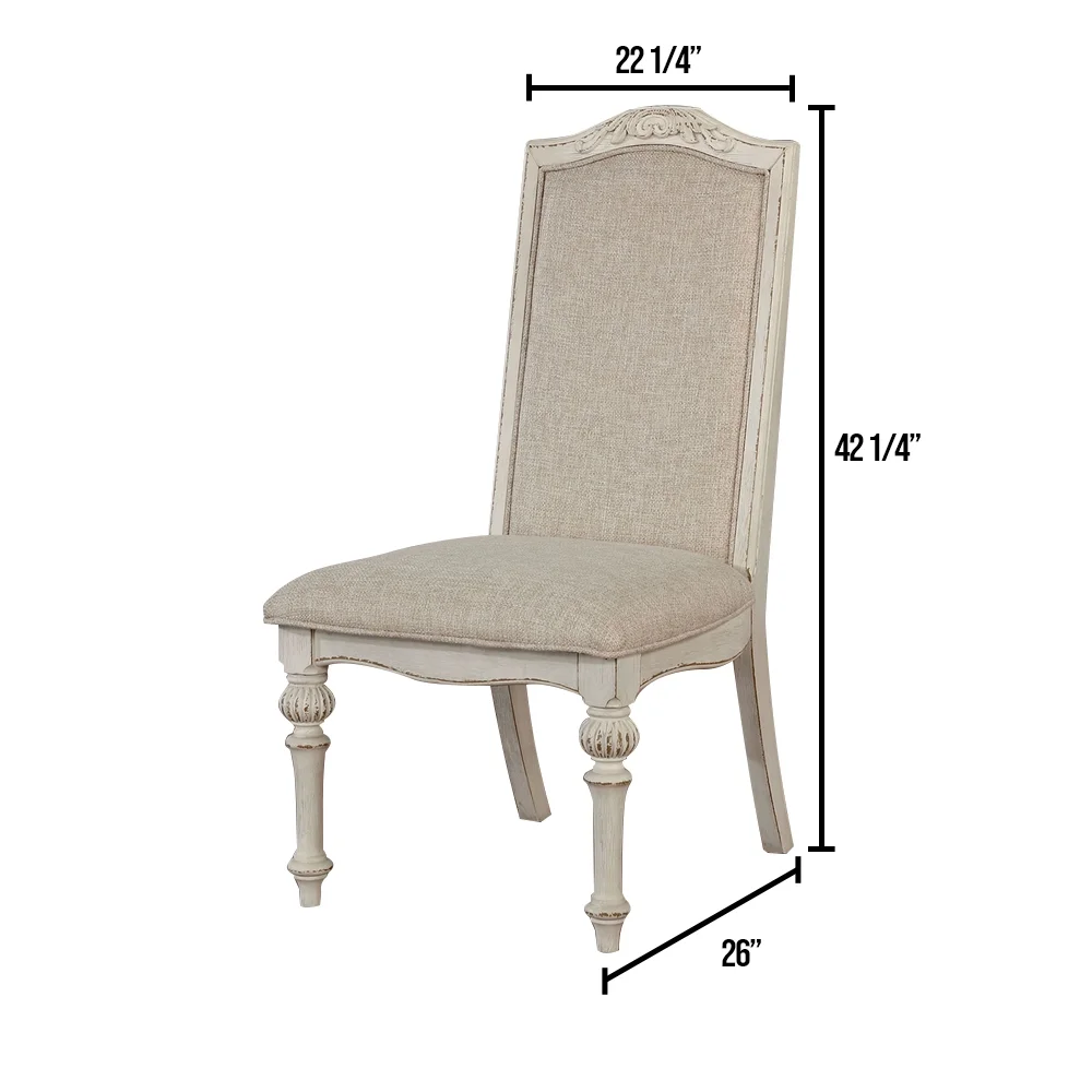 William's Home Furnishing Antique White Arcadia Side Chair