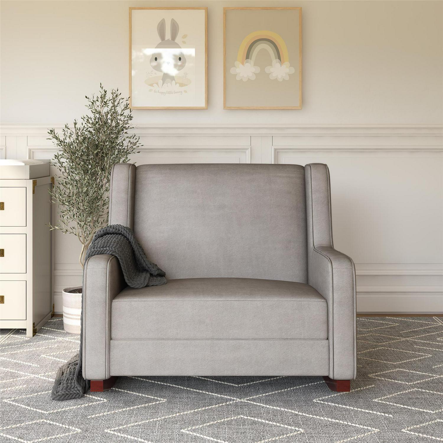 Baby Relax Hadley Upholstered Double Rocker Chair. Taupe Microfiber