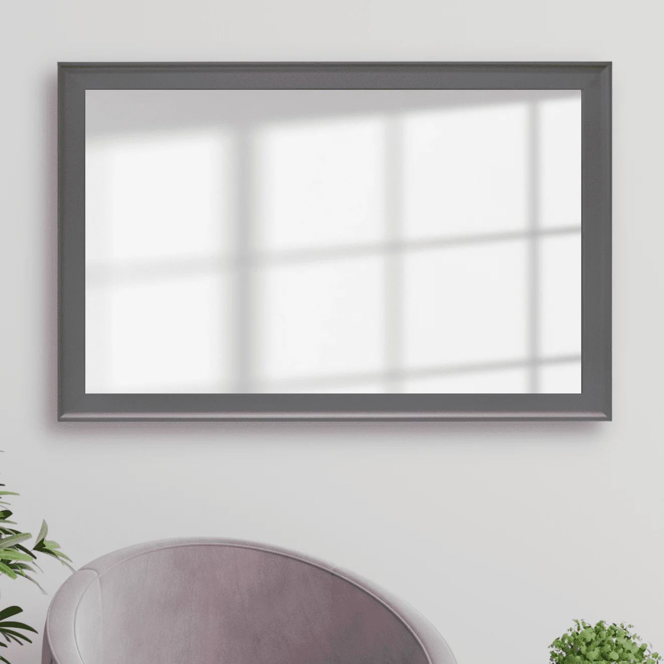 Morgan Dark Grey Framed Wall Mirror, Rectangular Vanity Mirror, Multiple Sizes
