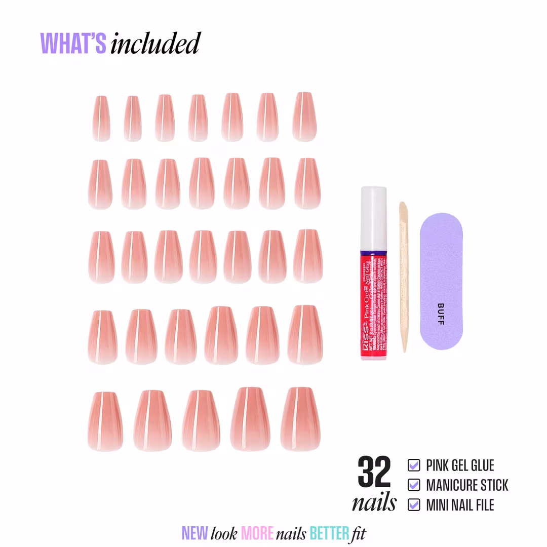 Kiss  Core Color Medium Coffin Press On Nails, Jubilation