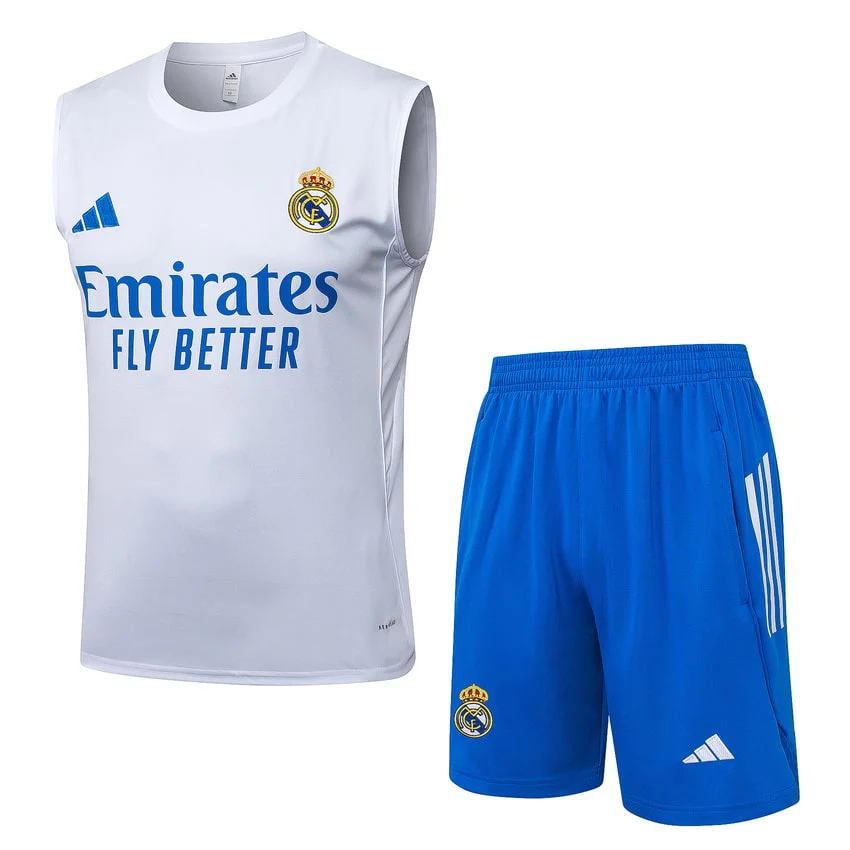 Real Madrid Tank Top Shorts Men 2025 2026 White Blue