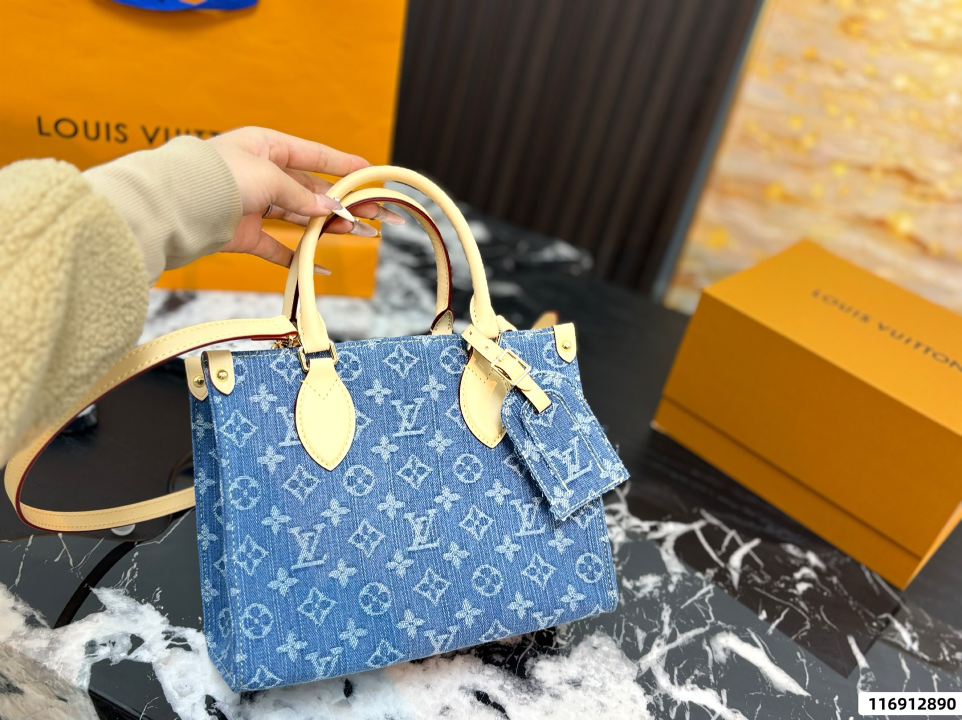 LV Monogram Denim OnTheGo PM Bag
