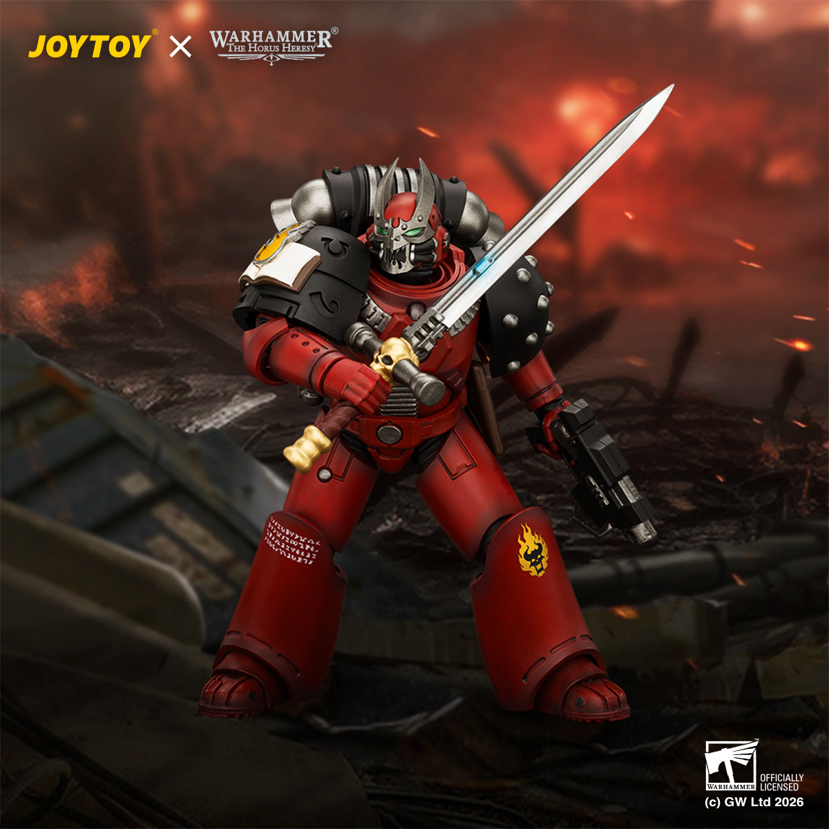 JOYTOY JT05015 Warhammer The Horus Heresy 1:18 Word Bearers MkVI Tactical Sergeant with Power Sword and Plasma Pistol - JOYTOY WORLD