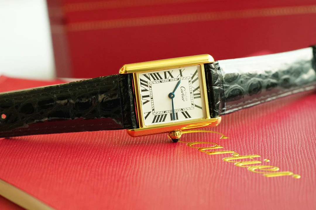 Cartier Watch TANK MUST DE SOLO 30MM GOLD CASE LEATHER STRAP