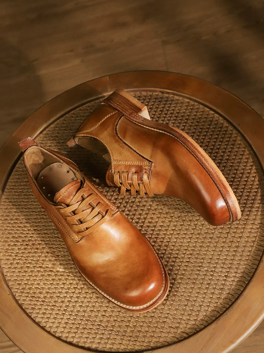 Men's handmade washed cowhide casual leather shoes