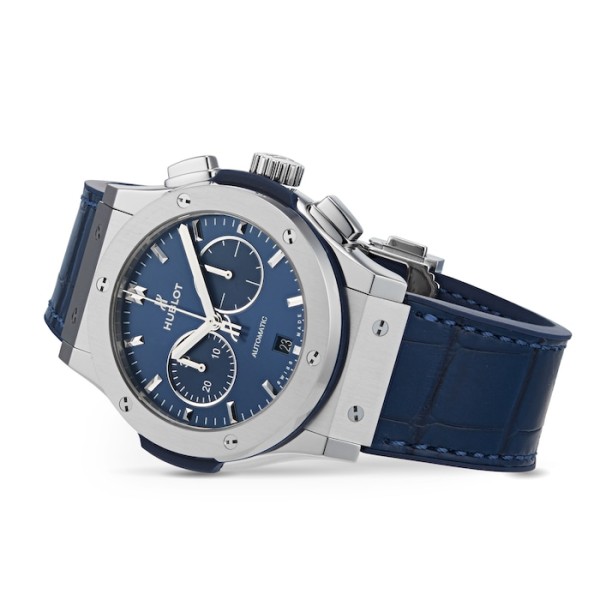 Replica Hublot Classic Fusion Men Automatic Blue Rubber and Alligator Watch 541.NX.7170.LR