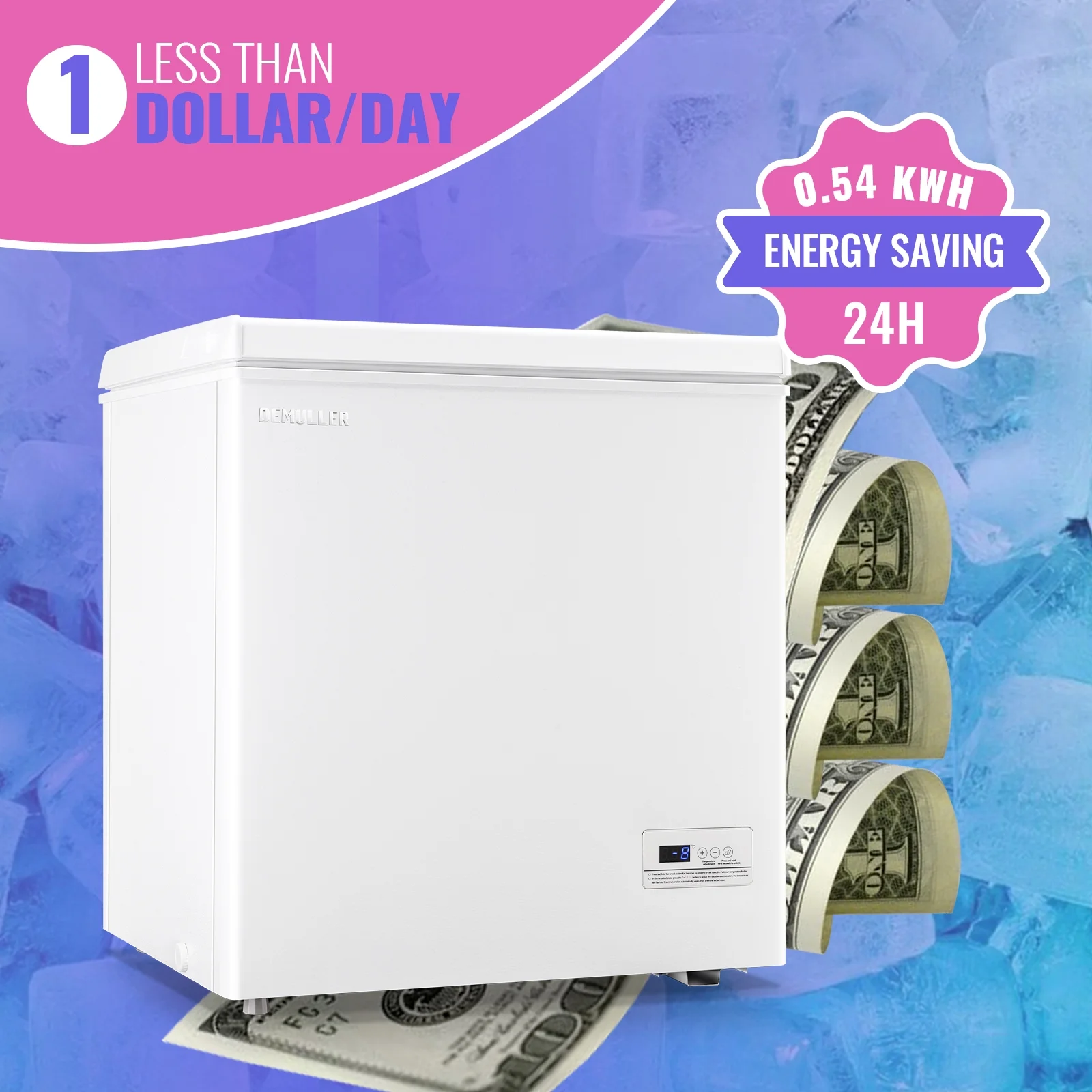 DEMULLER Chest Freezer 5.0 Cu. ft Deep Freezer with Two Hanging Baskets Top Open Door Freezer White