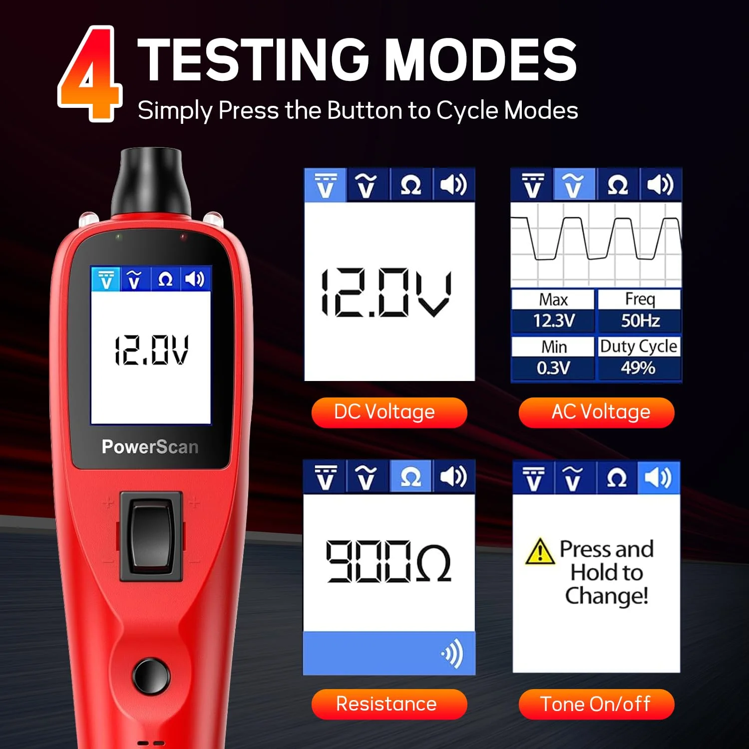 Autel PowerScan PS100 Automotive Circuit Tester, Power Circuit Probe Scan Tool, 12-24V Electrical Short Open Breaker Circuit Finder, AC/DC Current Resistance, 20ft Extension Cord