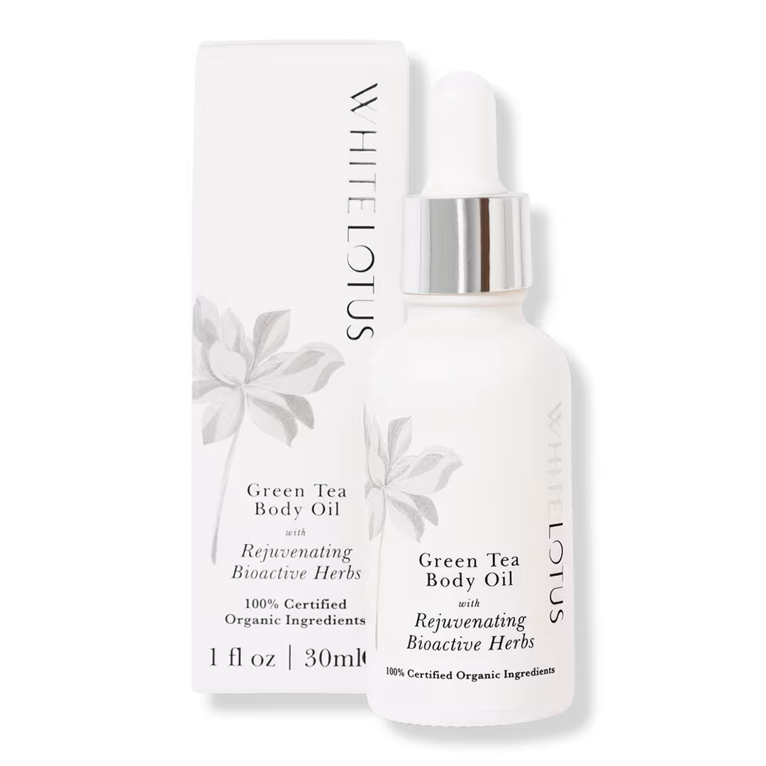 White Lotus Beauty  Green Tea Body Oil With Rejuvenating Bioactive Herbs