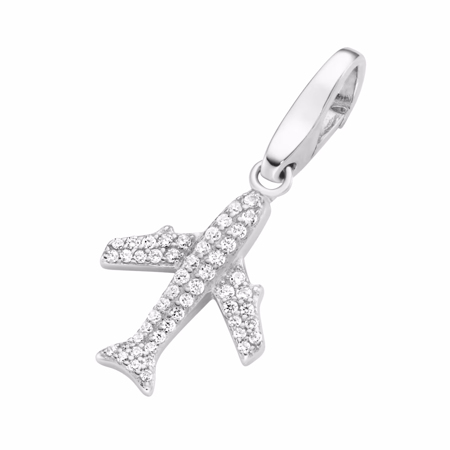 Charm Flugzeug mit Zirkonia, Silber 925