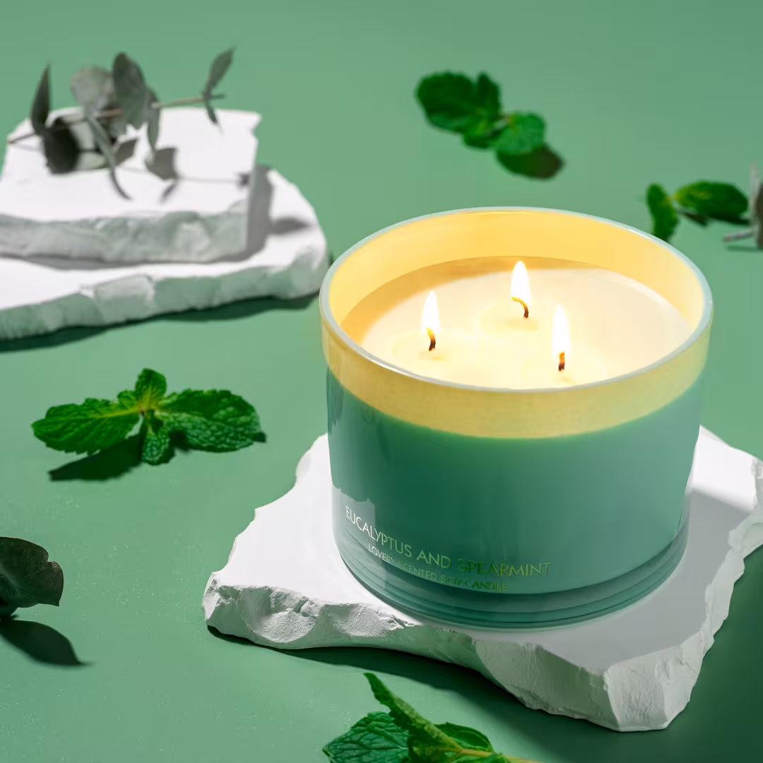 Lovery  Eucalyptus & Spearmint Home Candle Gift Set with Wax Trimmer