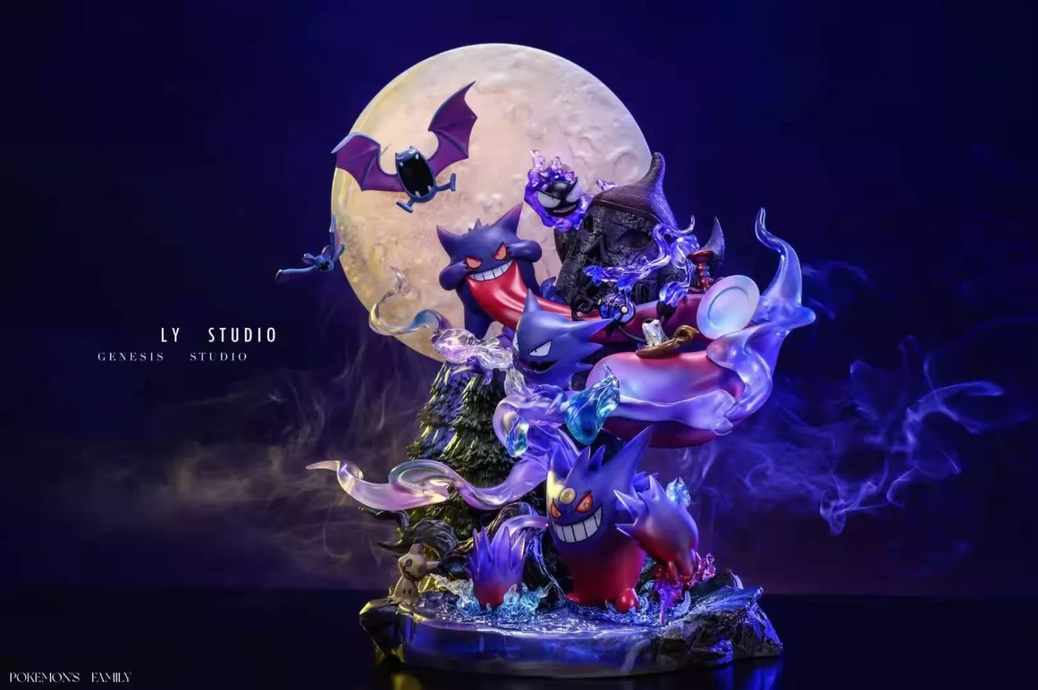 Pokemon - LY Studio x Genesis Pokemon Gengar Family Round Midnight Resin Statue