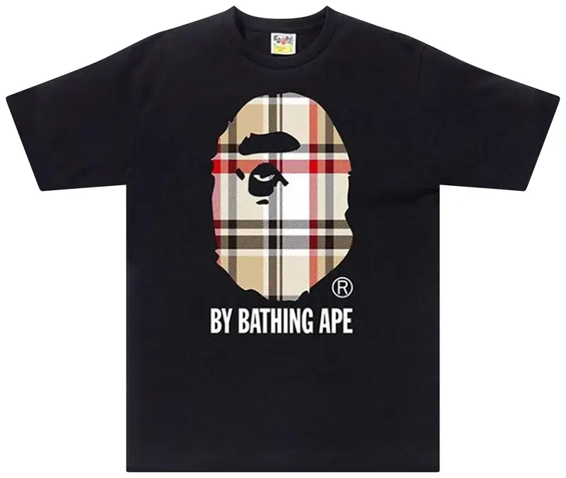 BAPE A Bathing Ape Check by Bathing Tee Black