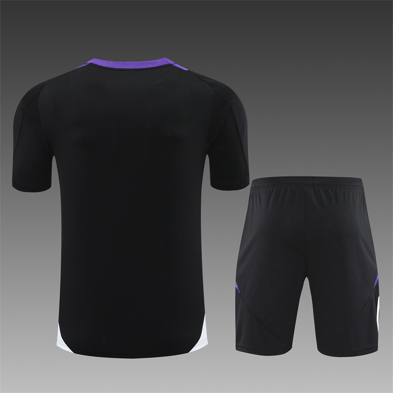 2024/2025 Real Madrid Black Adult Short Sleeve Training Suit (Adult Kit)