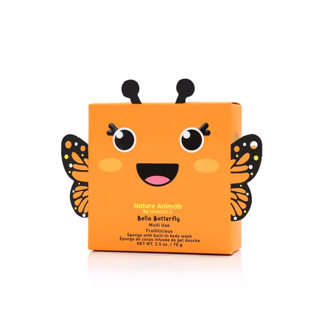 SPONGELLE  Nature Animals Bella Butterfly Body Wash Infused Bath & Shower Loofah for Kids & Baby