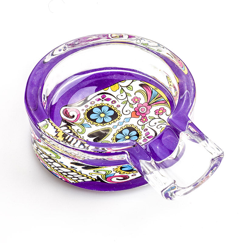Day of Dead Skull Glass Ashtray (Random Pattern)