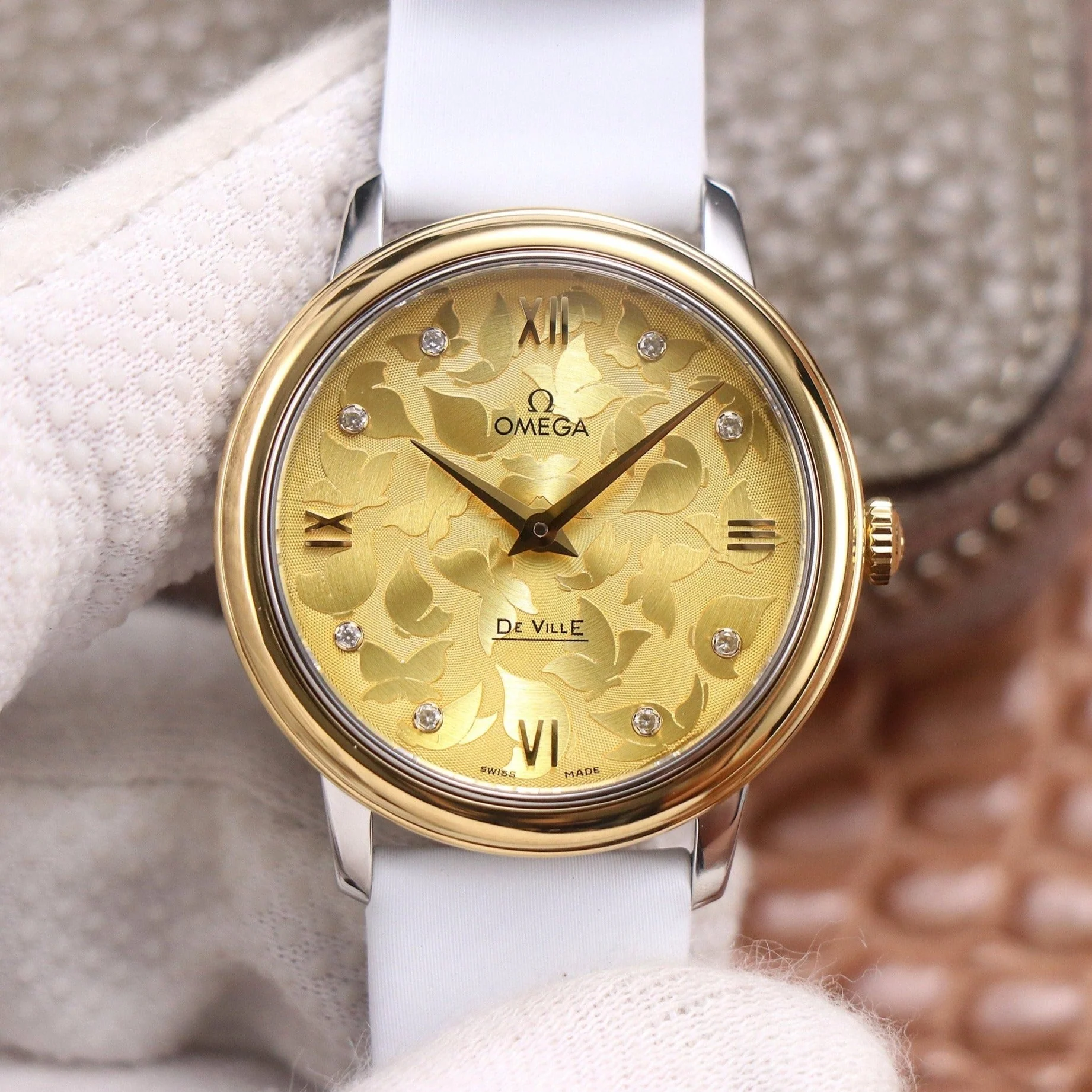 Omega Watch DE VILLE PRESTIGE 32 GOLD CASE YELLOW DIAL