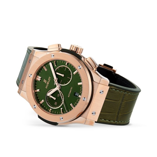 Replica Hublot Classic Fusion Men Automatic Green Alligator Watch 541.OX.8980.LR