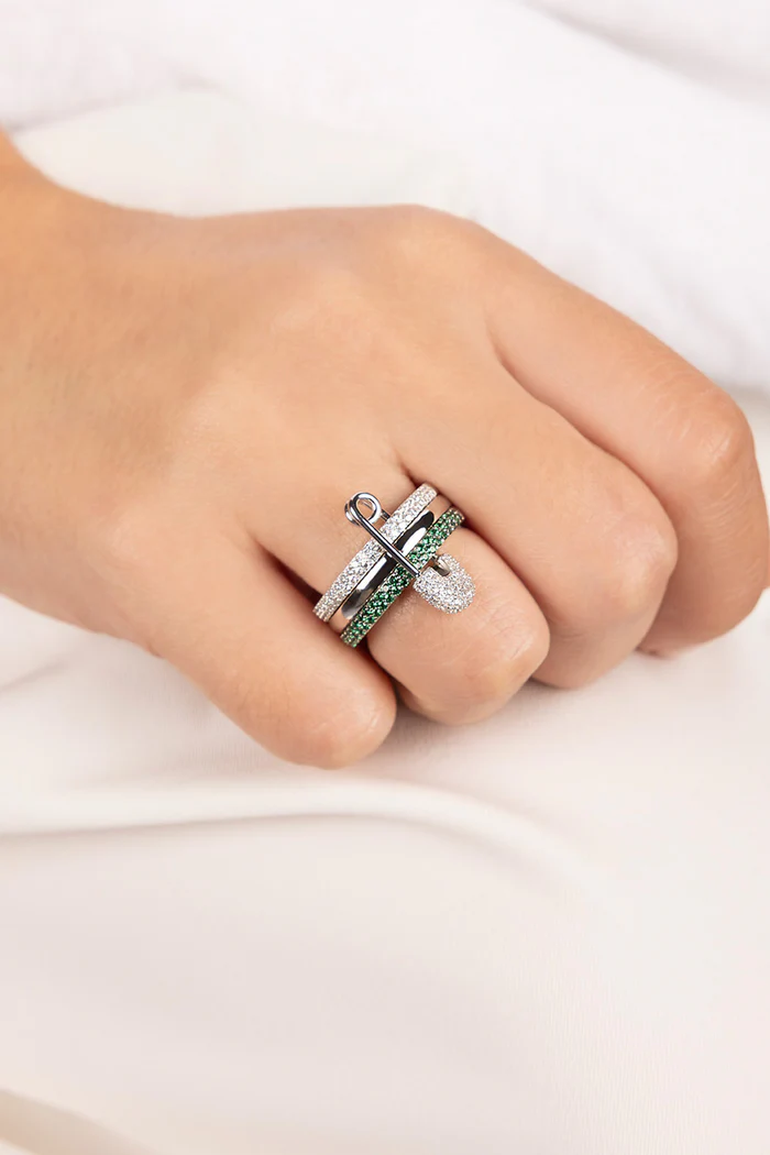 Anello Love, Smile, Bonheur con spilla da balia