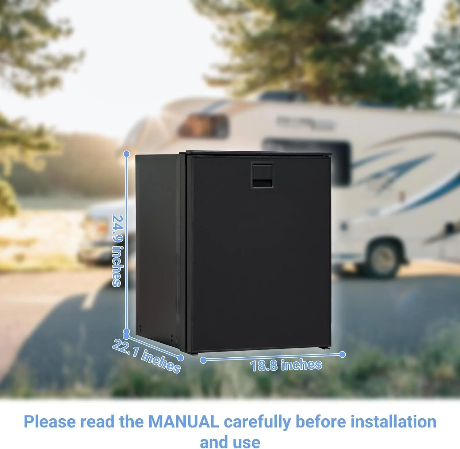 SMAD 3.0 Cu ft RV Car Fridge 85L with Freezer DC 12V/24V Camping  Refrigerator