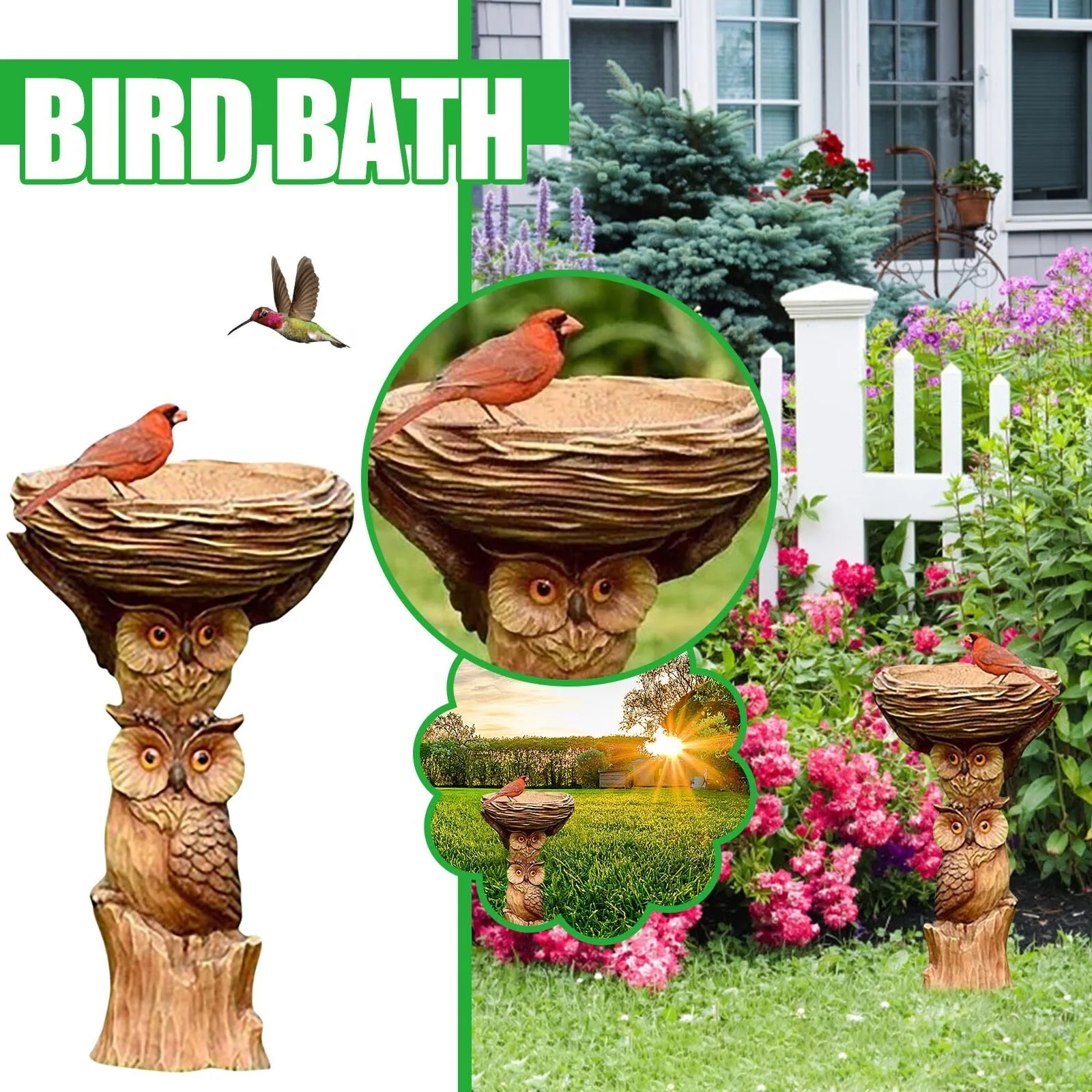 Home Decor Resin Birdbath Polyresin Antique Garden Bird Bath for Home Garden Yard As Shown