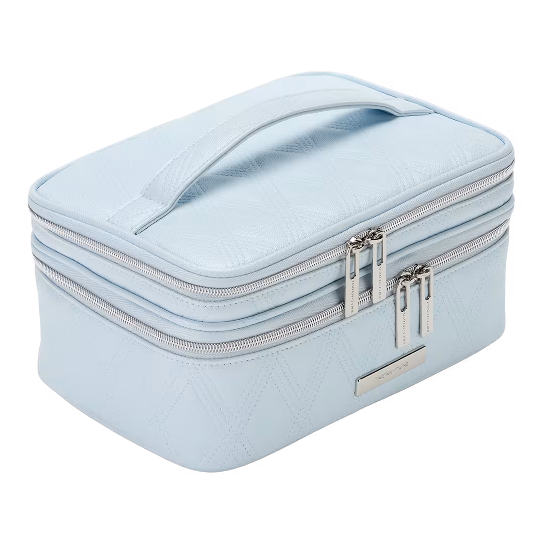 Tartan + Twine  Blue Aura Double Zip Train Case
