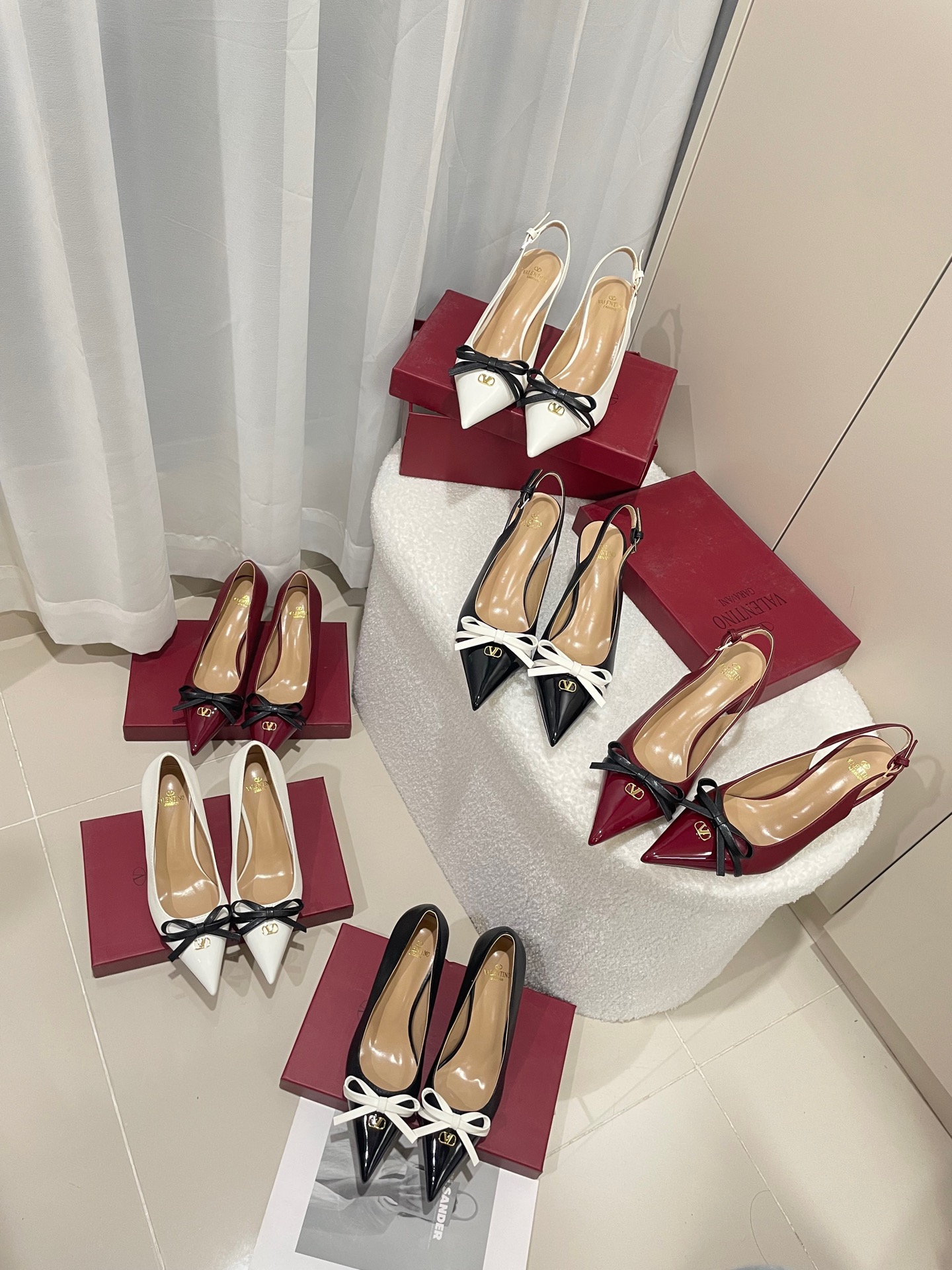 Valentino Garavani Micro VLogo Pointed Toe Contrast Bow Patent Leather Heels &  Slingback Pumps