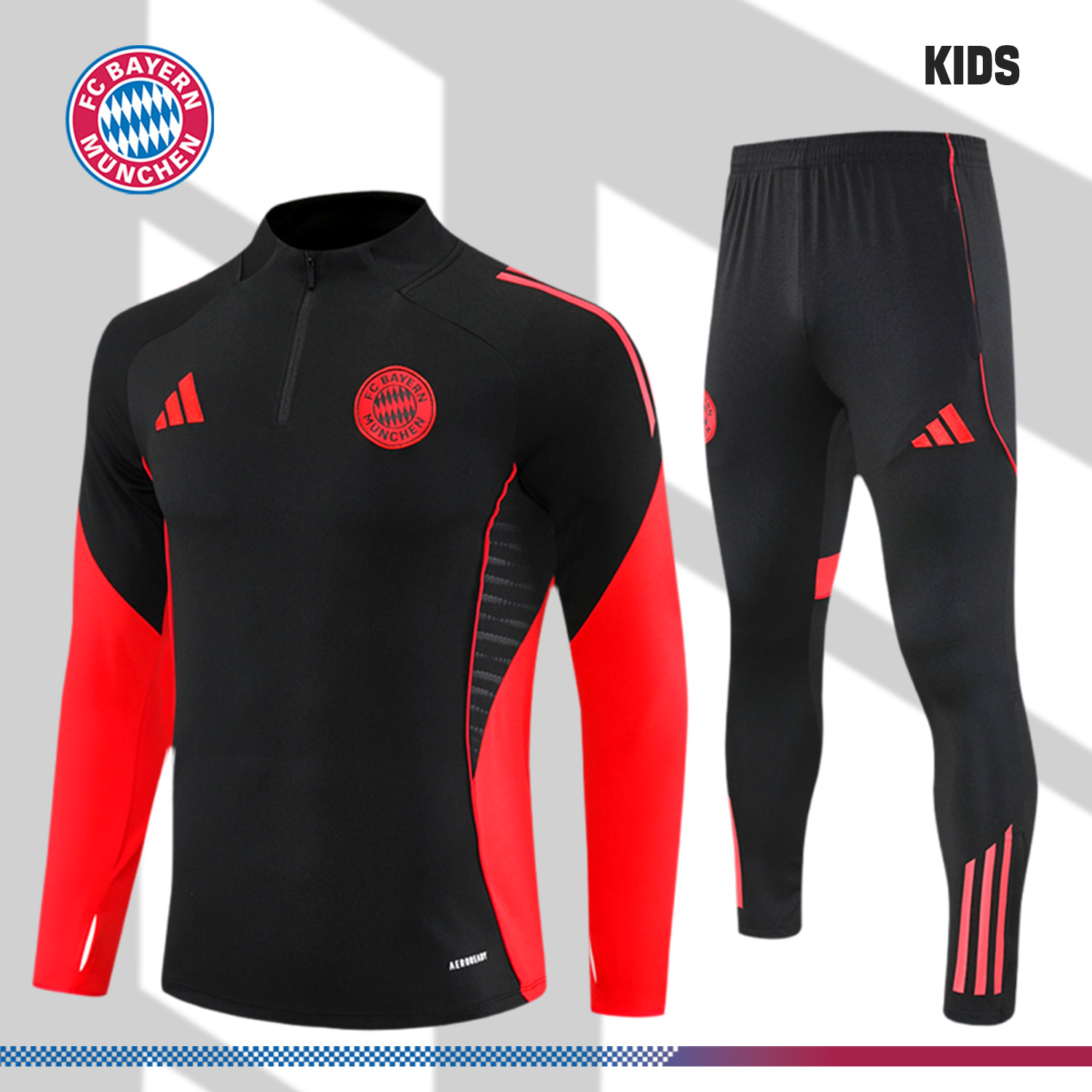 2025/2026 Bayern Munich Half Zip Kids Jersey (Kids Kit)