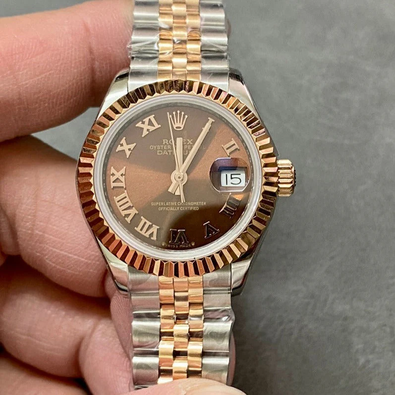 Rolex Watch DATEJUST 28MM PINK GOLD STEEL CHOCOLATE DIAL