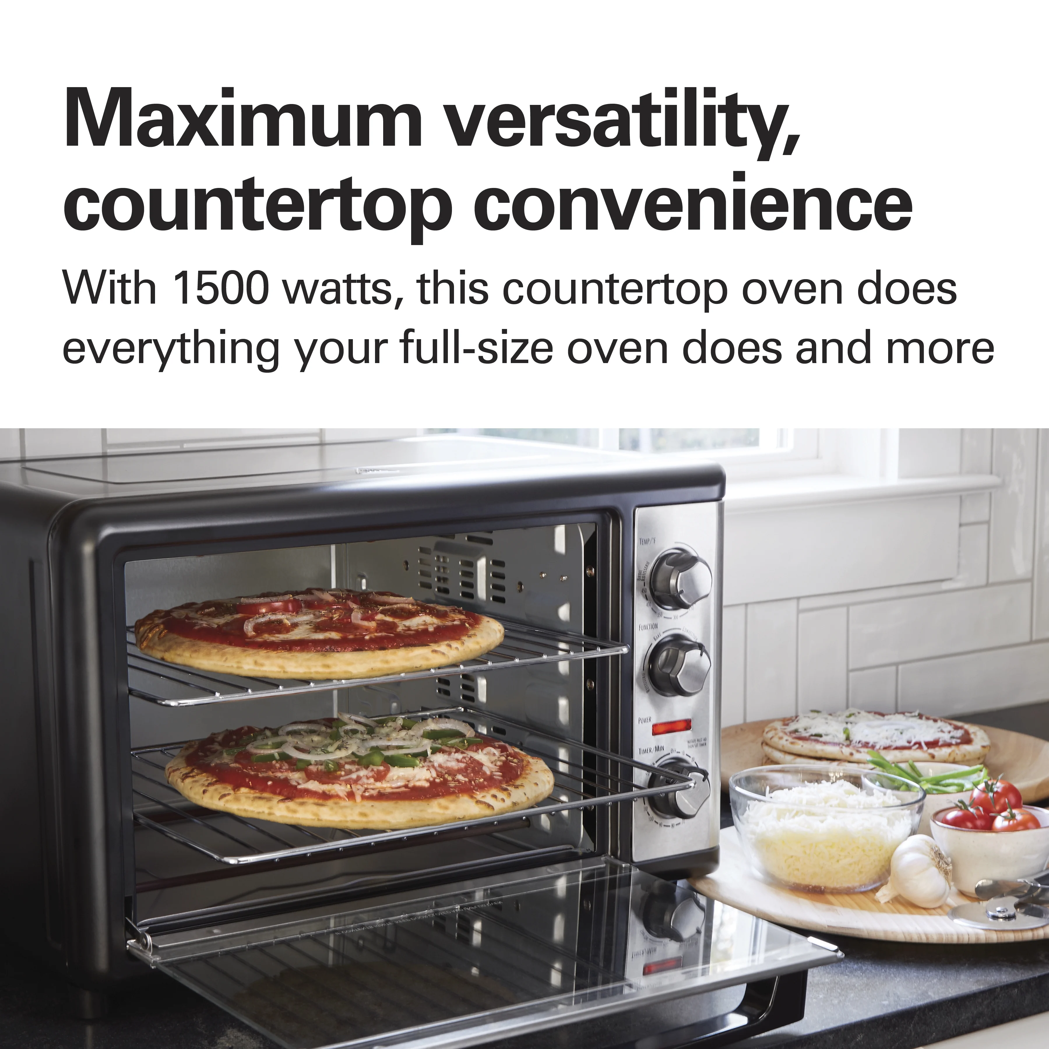 Hamilton Beach Countertop Toaster Oven with Convection & Rotisserie, Extra Large Capacity, Black