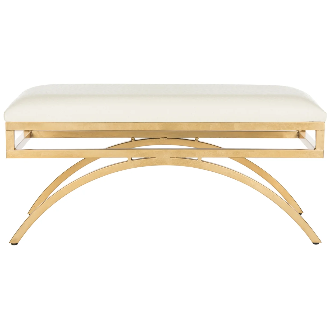 SAFAVIEH Moon Arc Modern Glam Solid Bench, Cream/Gold