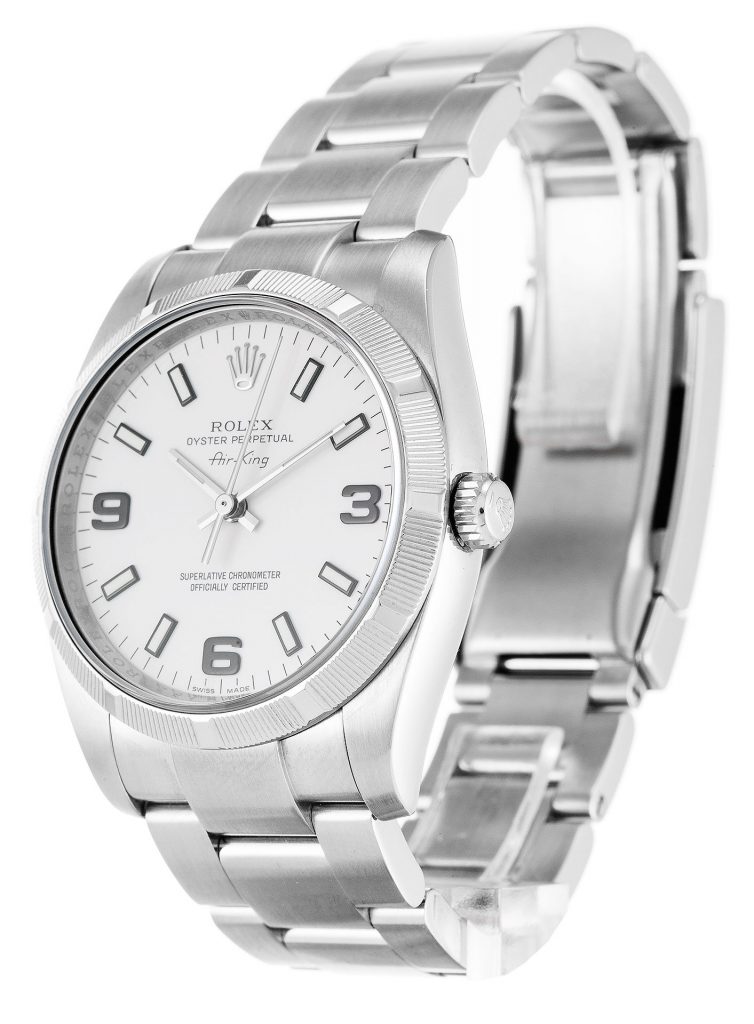 Replica Rolex Air-King 34mm White Dial 114210