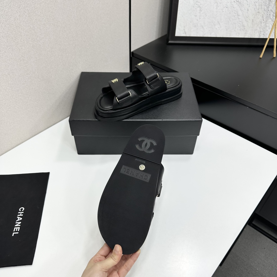 Chanel Velcro-Closure Platform Sandals