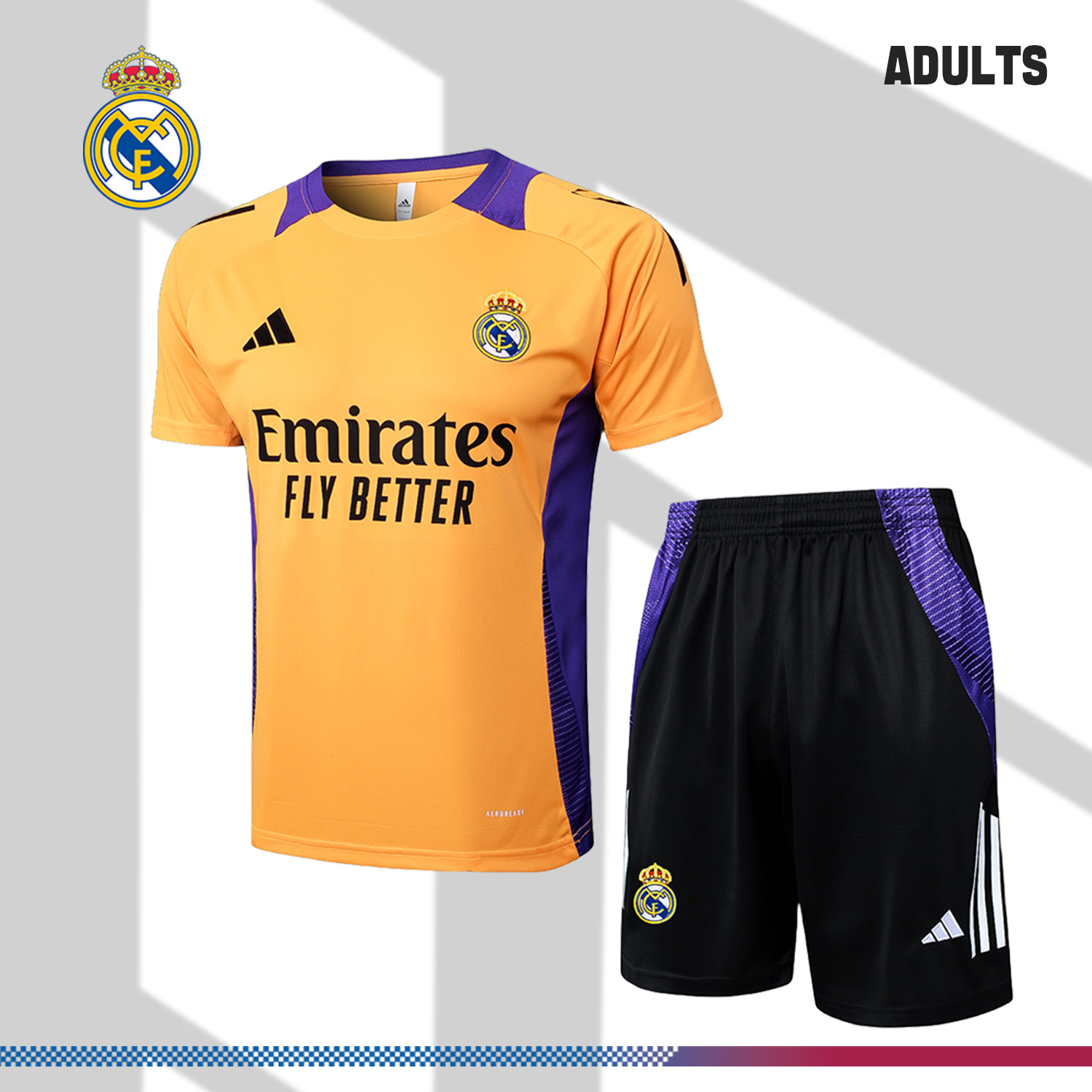 2024/2025 Real Madrid Orange Adult Short Sleeve Training Suit Set (Adult Kit)