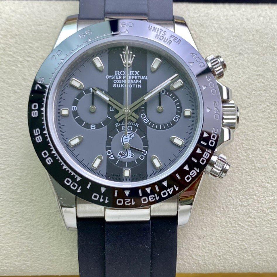 Rolex Watch DAYTONA 40 BLACK CERAMIC BEZEL CUSTOM ELEANOR DIAL RUBBER STRAP
